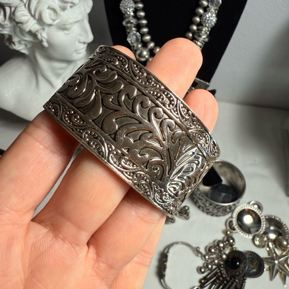 Silvertone Statement Jewelry Lot - image 5